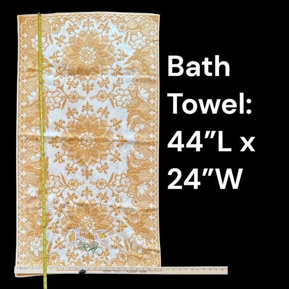 Vintage Martex Embroidered Floral Yellow & White Bath/Hand Towel Set - Picture 5 of 5